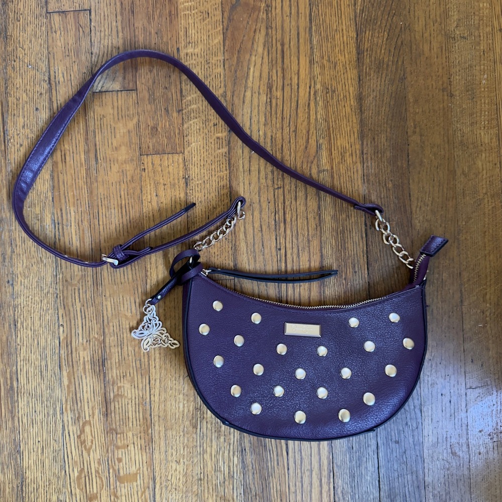 Jessica Simpson Purple Studded Half Moon Crossbody Bag Chain‎ Strap